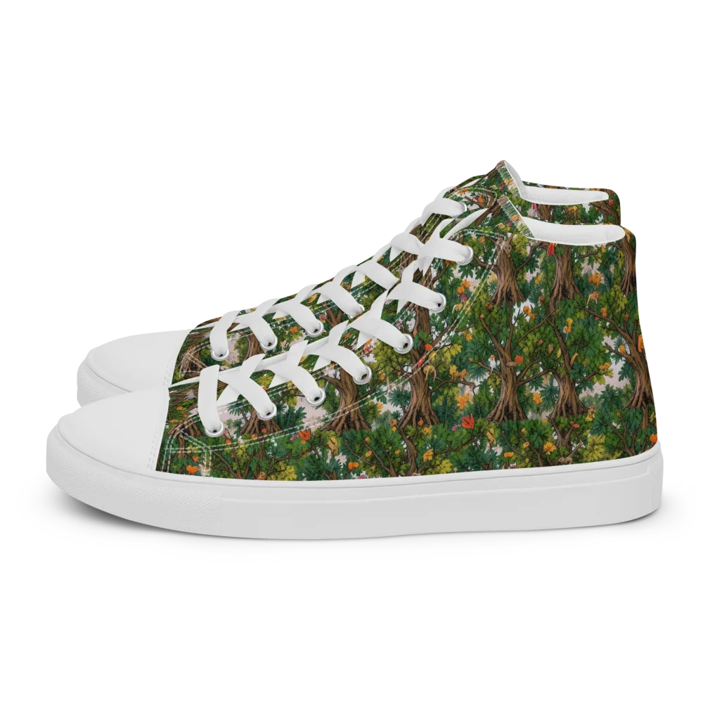 Jungle Canopy on Women's High Top Canvas Shoes — Left
