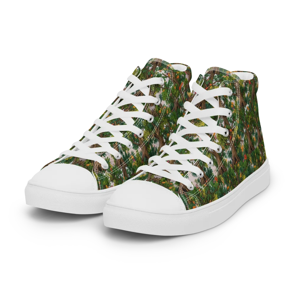 Jungle Canopy on Women's High Top Canvas Shoes — Left Front