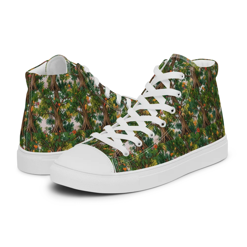 Jungle Canopy on Women's High Top Canvas Shoes — Left