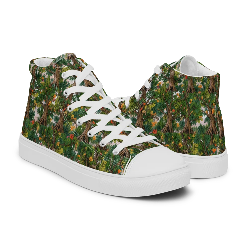 Jungle Canopy on Women's High Top Canvas Shoes — Right