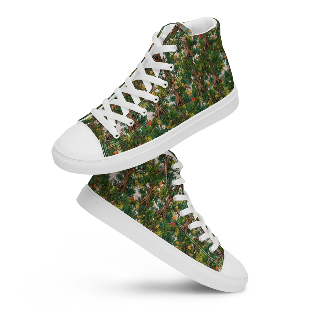 Jungle Canopy on Women's High Top Canvas Shoes — Front