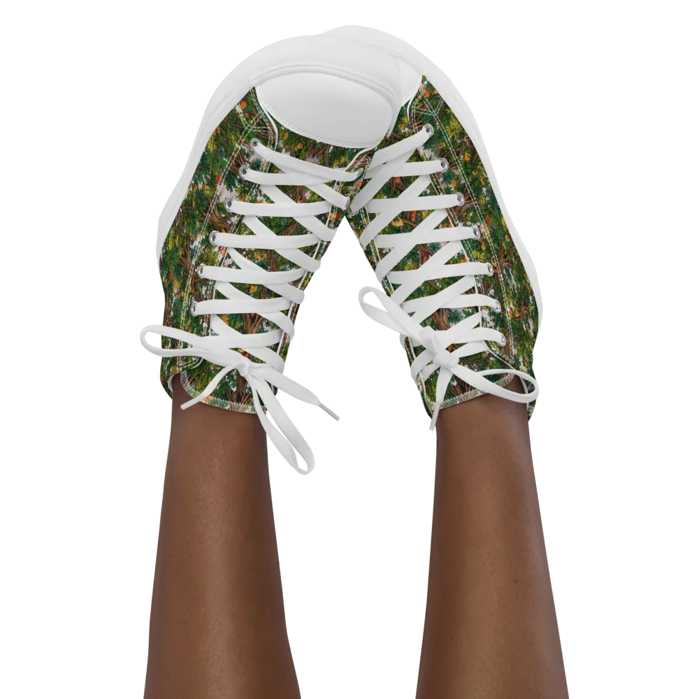 Jungle Canopy on Women's High Top Canvas Shoes — Front