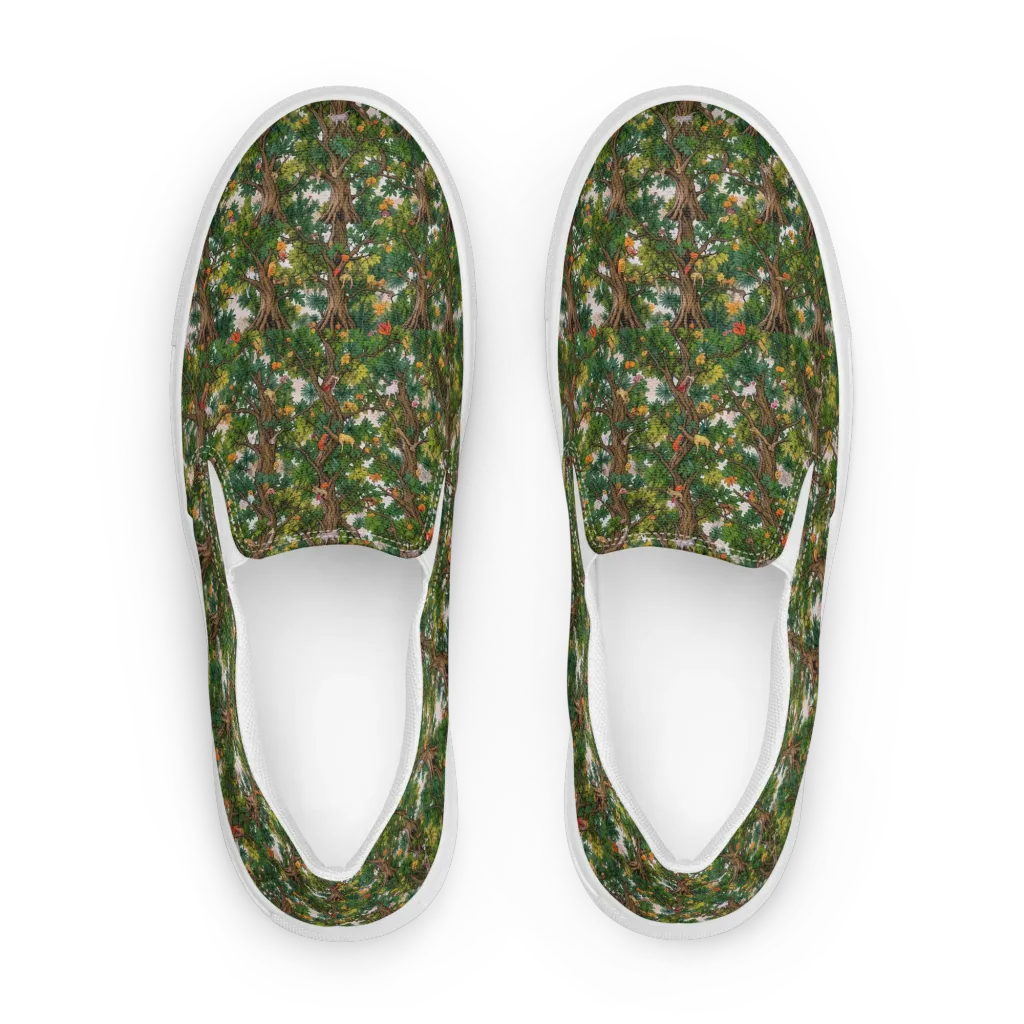 Jungle Canopy on Men's Slip-On Canvas Shoes — Front