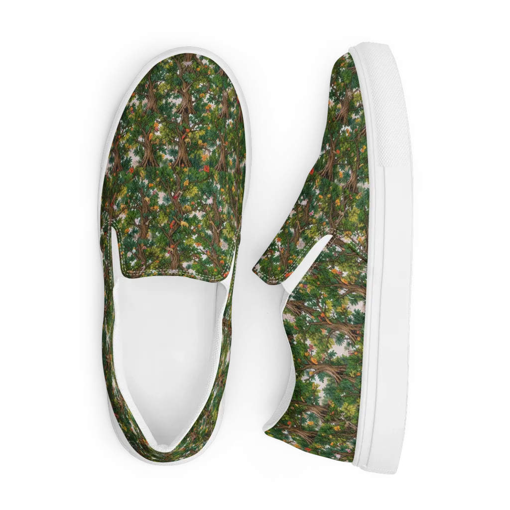 Jungle Canopy on Men's Slip-On Canvas Shoes — Front