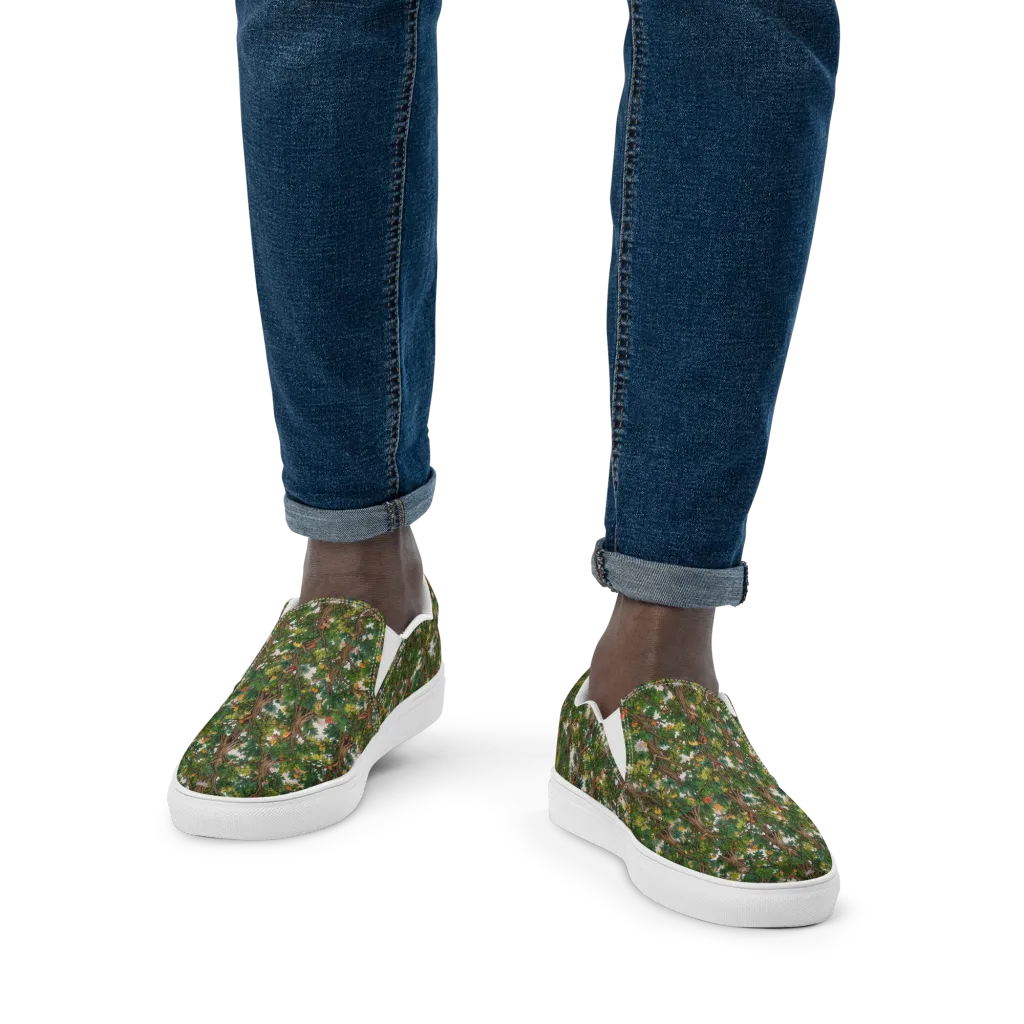 Jungle Canopy on Men's Slip-On Canvas Shoes — Front