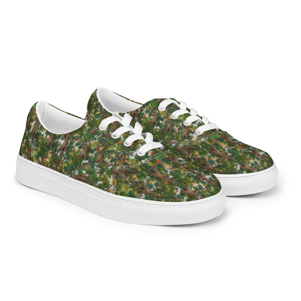 Jungle Canopy on Men's Lace-Up Canvas Shoes — Right Front