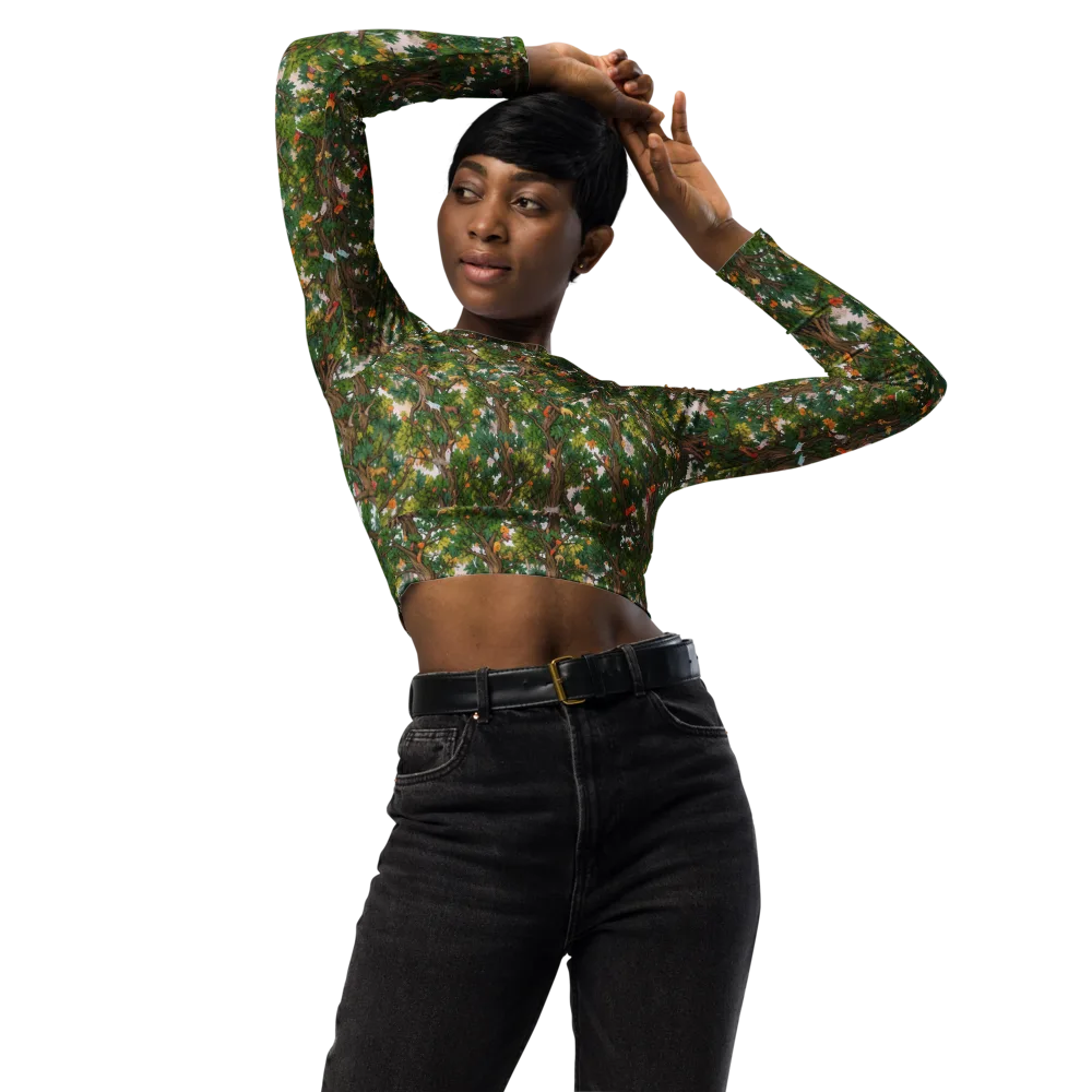 Jungle Canopy on Long Sleeve Crop Top — Front