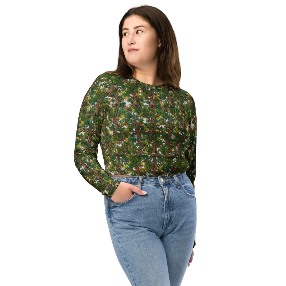 Jungle Canopy on Long Sleeve Crop Top — Front