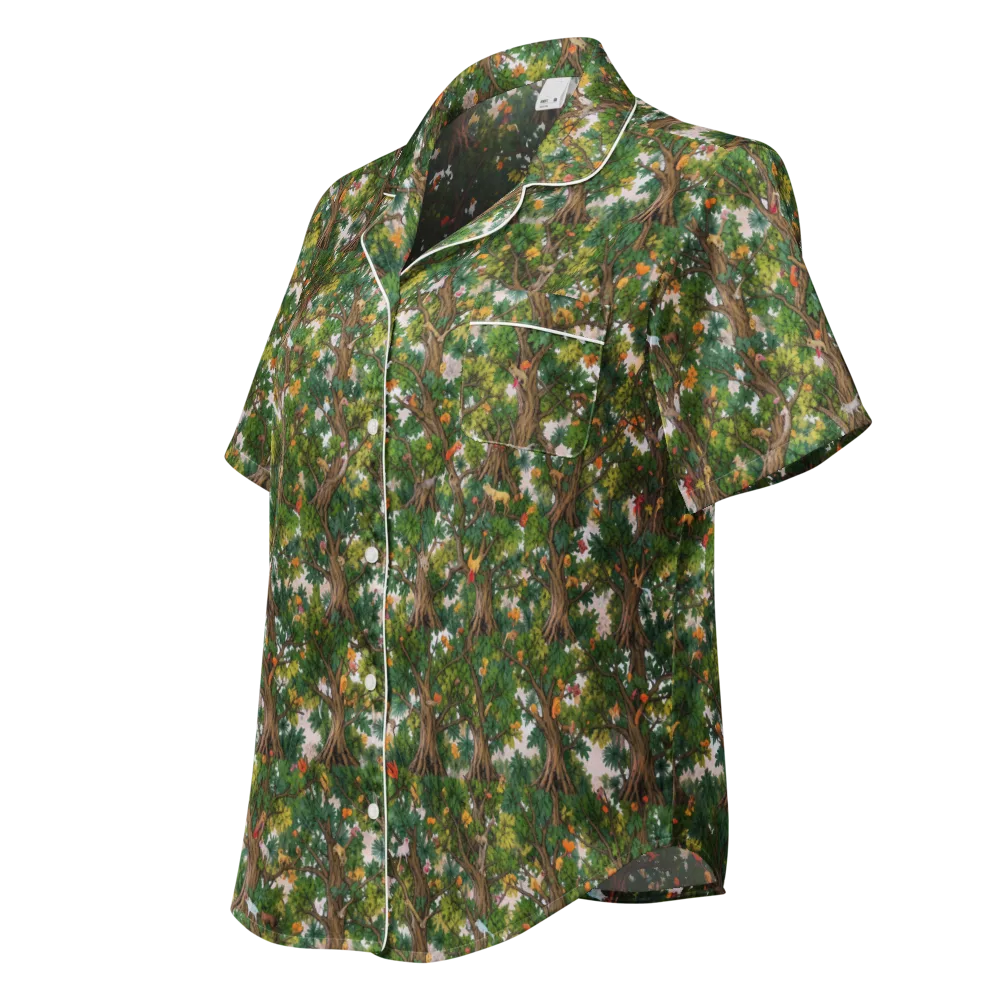 Jungle Canopy on Women's Short Sleeve Pajama Top — Left Front
