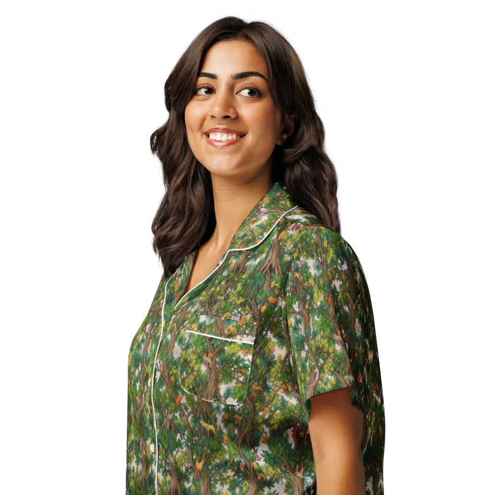 Jungle Canopy on Women's Short Sleeve Pajama Top — Left Front