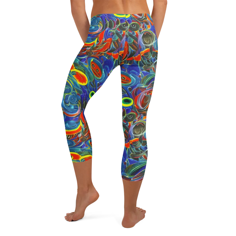 Neon Gyre on Capri Leggings — Back