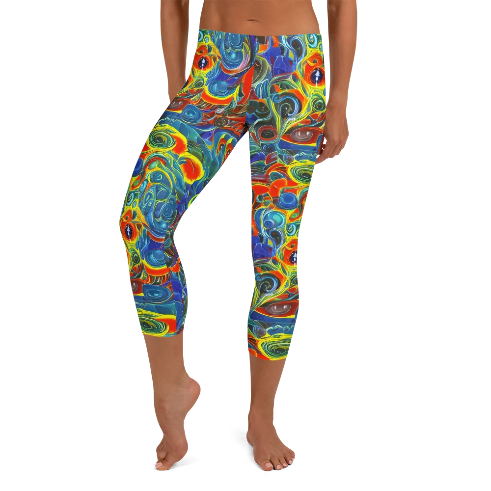 Neon Gyre on Capri Leggings — Front
