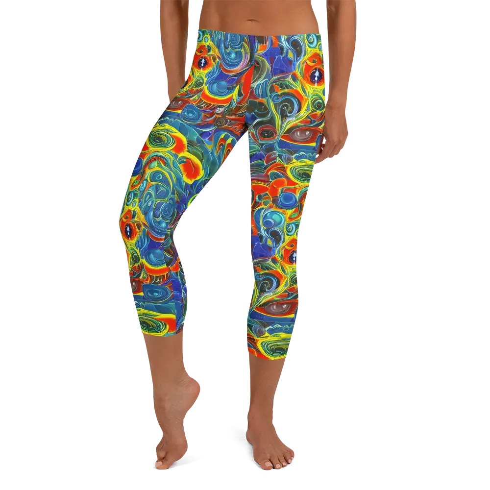 Neon Gyre on Capri Leggings — Front