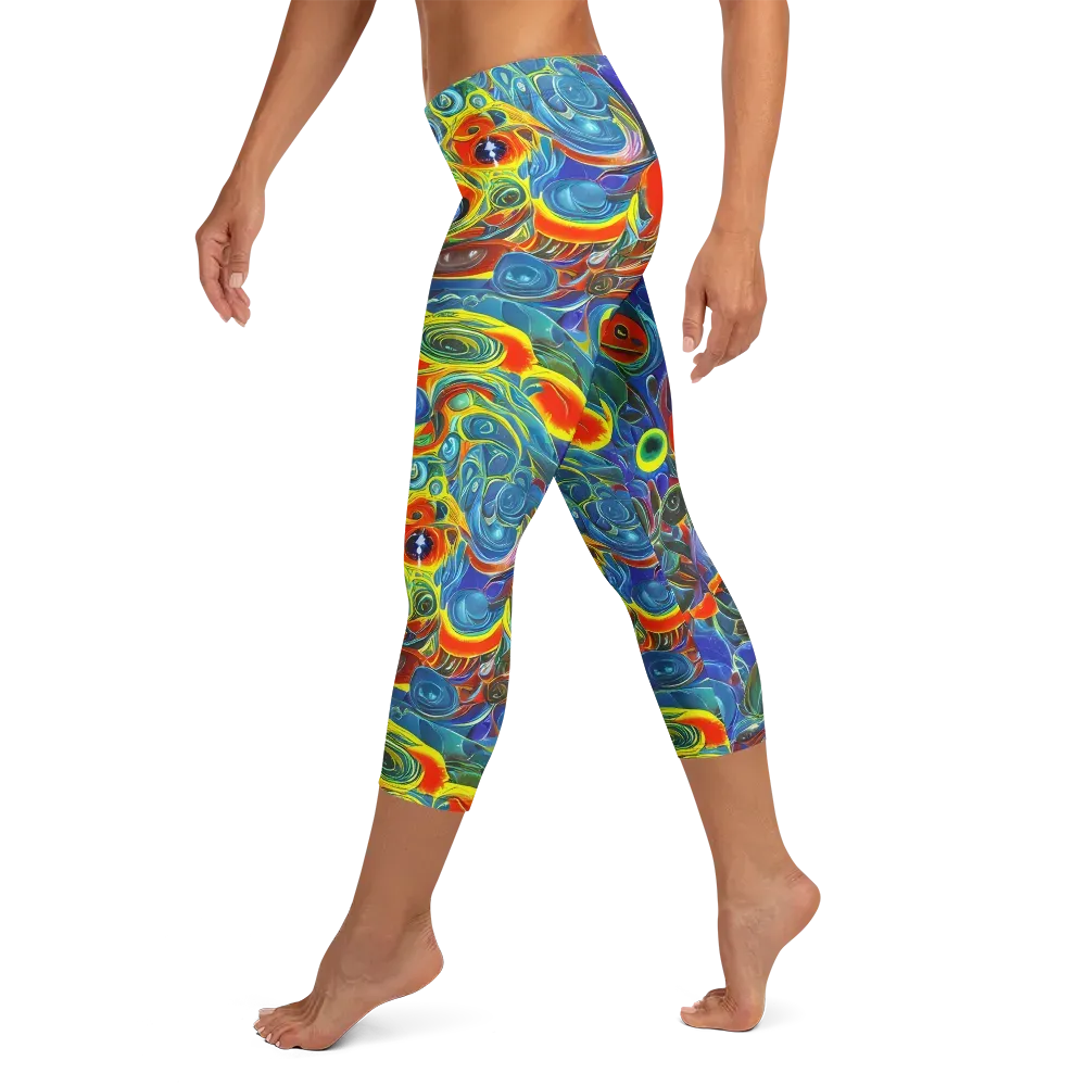 Neon Gyre on Capri Leggings — Left