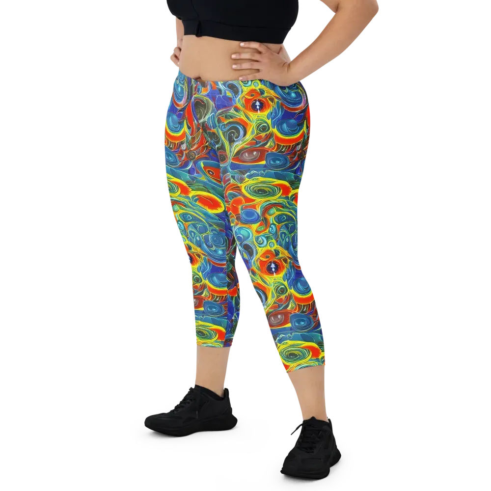 Neon Gyre on Capri Leggings — Front