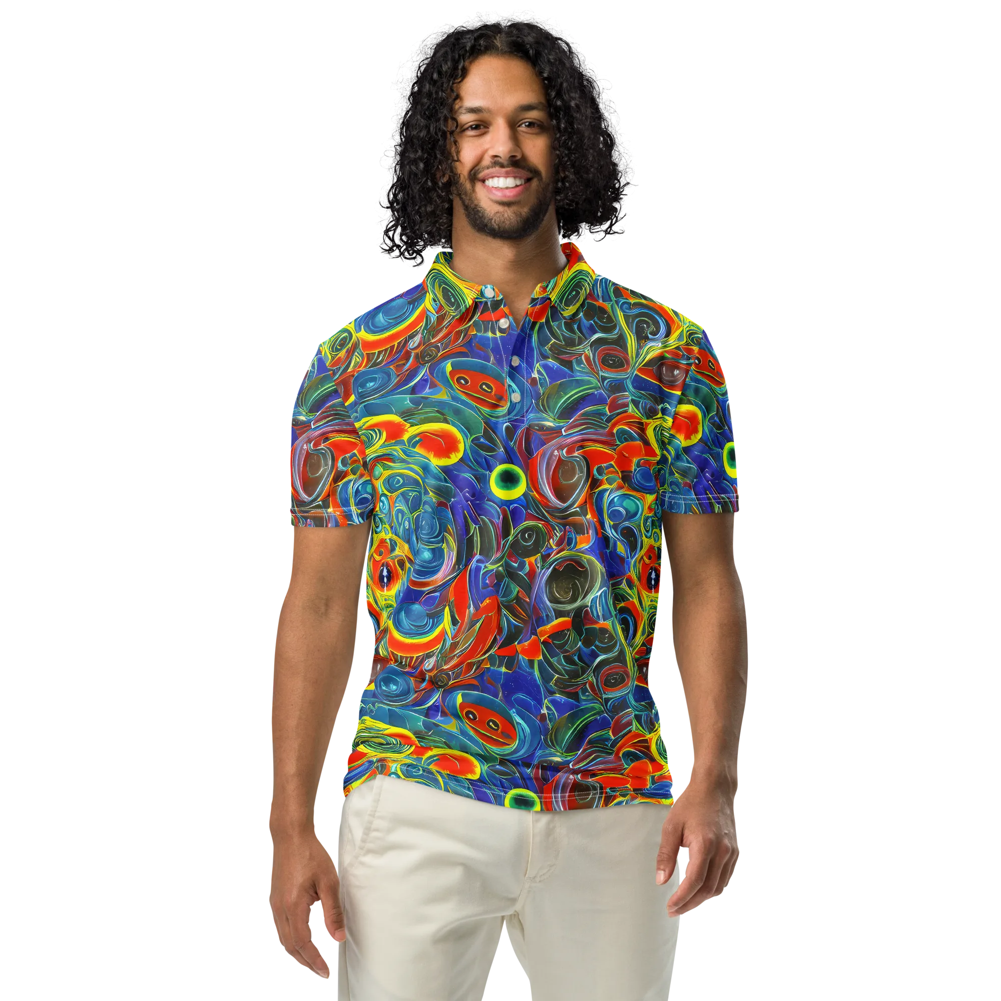 Neon Gyre on Men's Slim Fit Polo Shirt — Front
