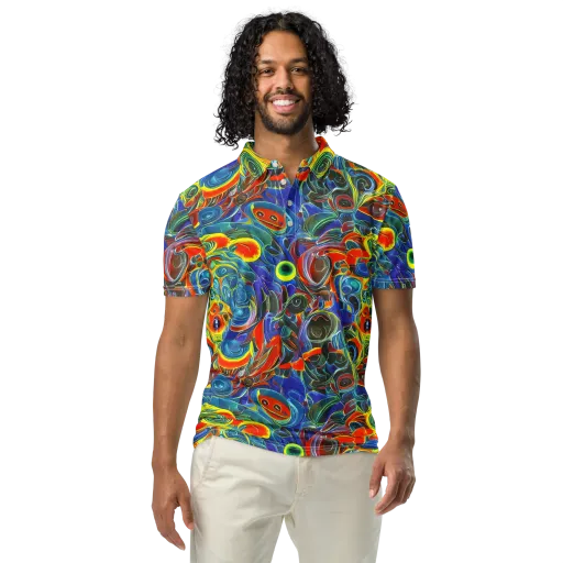 Neon Gyre on a Men's Slim Fit Polo Shirt