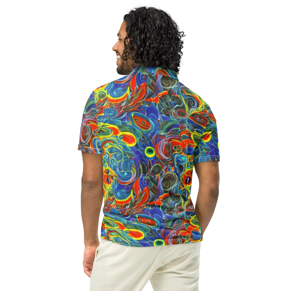 Neon Gyre on Men's Slim Fit Polo Shirt — Back