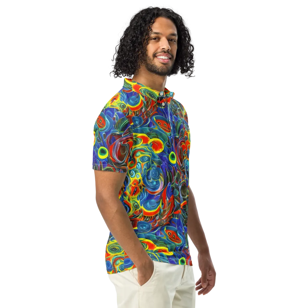 Neon Gyre on Men's Slim Fit Polo Shirt — Right Front