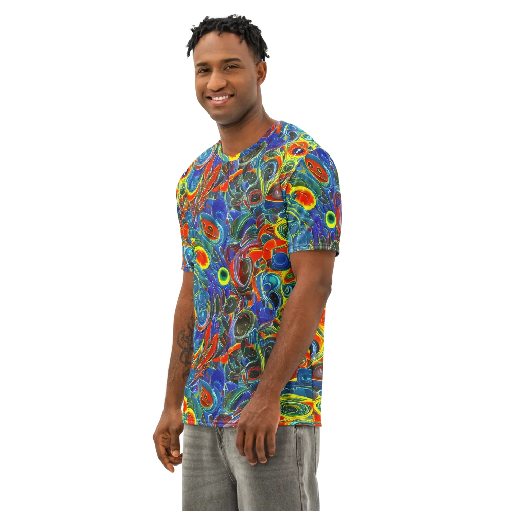 Neon Gyre on Men's Cotton Crew Neck T-Shirt — Left Front