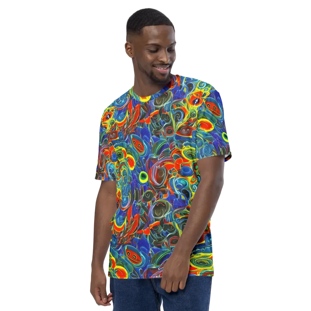 Neon Gyre on Men's Crew Neck T-Shirt — Left