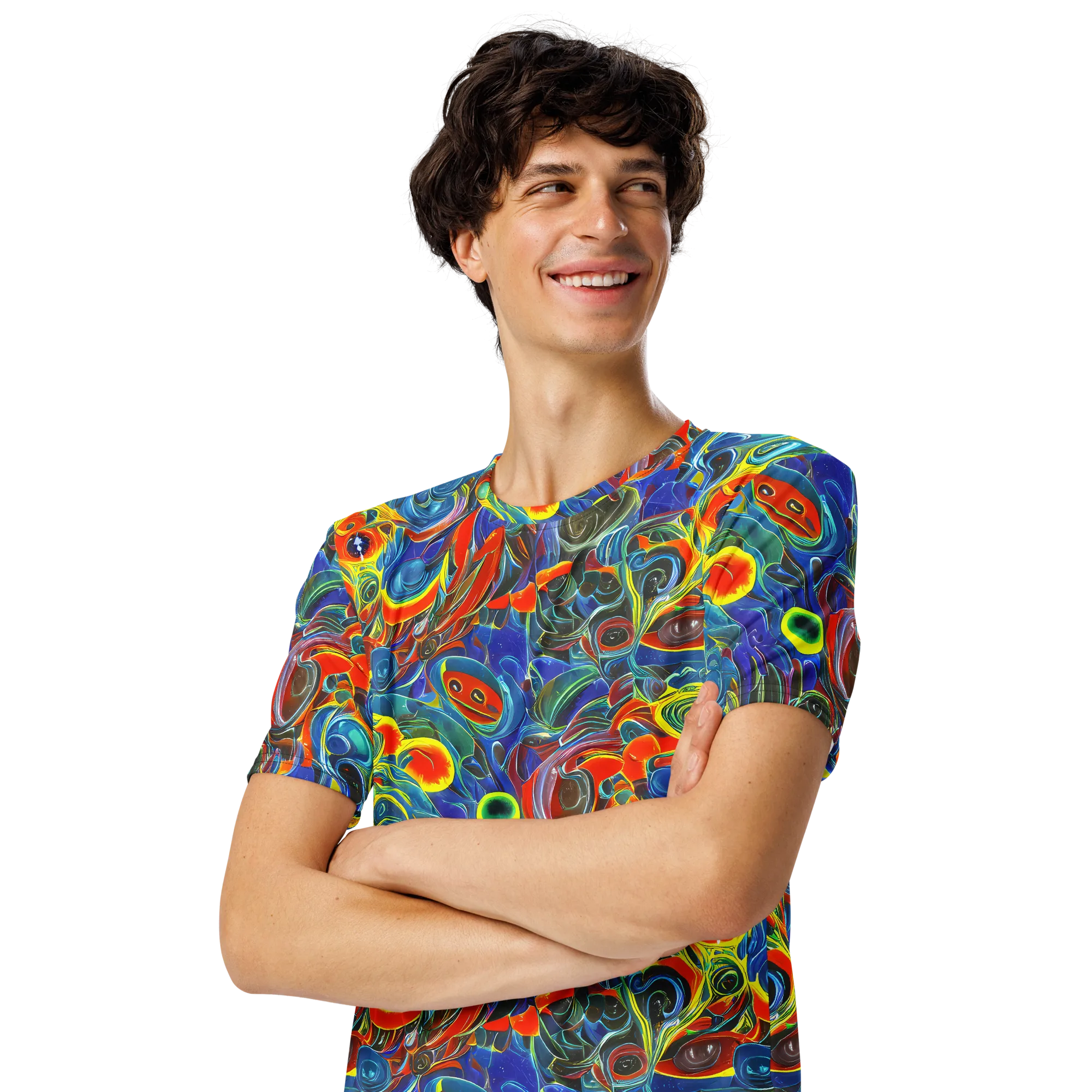 Neon Gyre on Men's Crew Neck T-Shirt — Left Front
