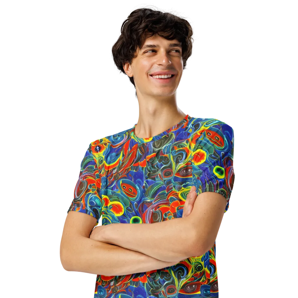 Neon Gyre on Men's Crew Neck T-Shirt — Left Front