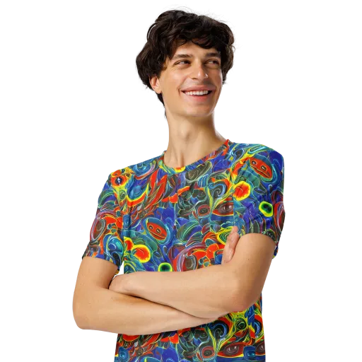 Neon Gyre on a Men's Crew Neck T-Shirt