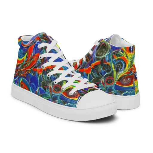 Neon Gyre on a Men's High Top Canvas Shoes
