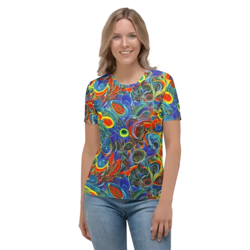 Neon Gyre on a Women's Crew Neck T-Shirt