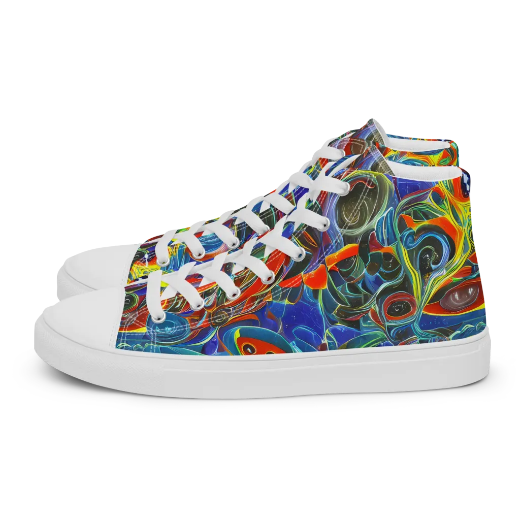 Neon Gyre on Women's High Top Canvas Shoes — Left