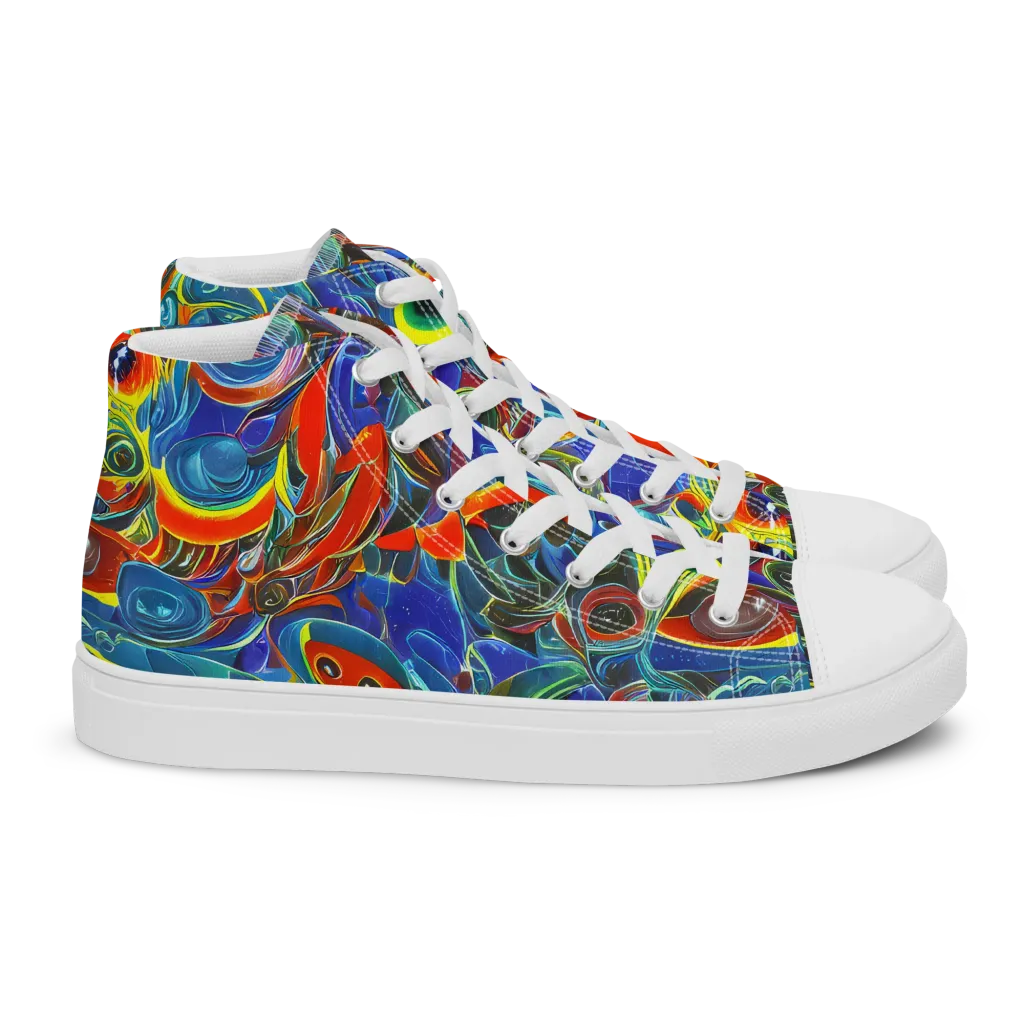 Neon Gyre on Women's High Top Canvas Shoes — Right