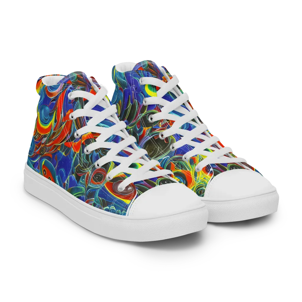Neon Gyre on Women's High Top Canvas Shoes — Right Front