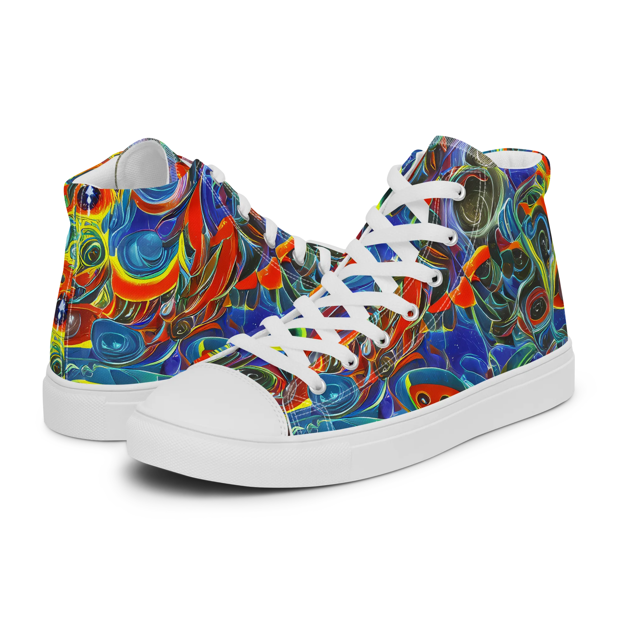 Neon Gyre on Women's High Top Canvas Shoes — Left