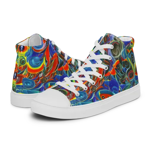 Neon Gyre on a Women's High Top Canvas Shoes