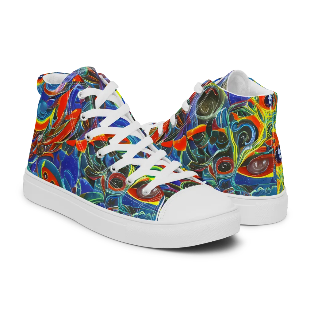 Neon Gyre on Women's High Top Canvas Shoes — Right