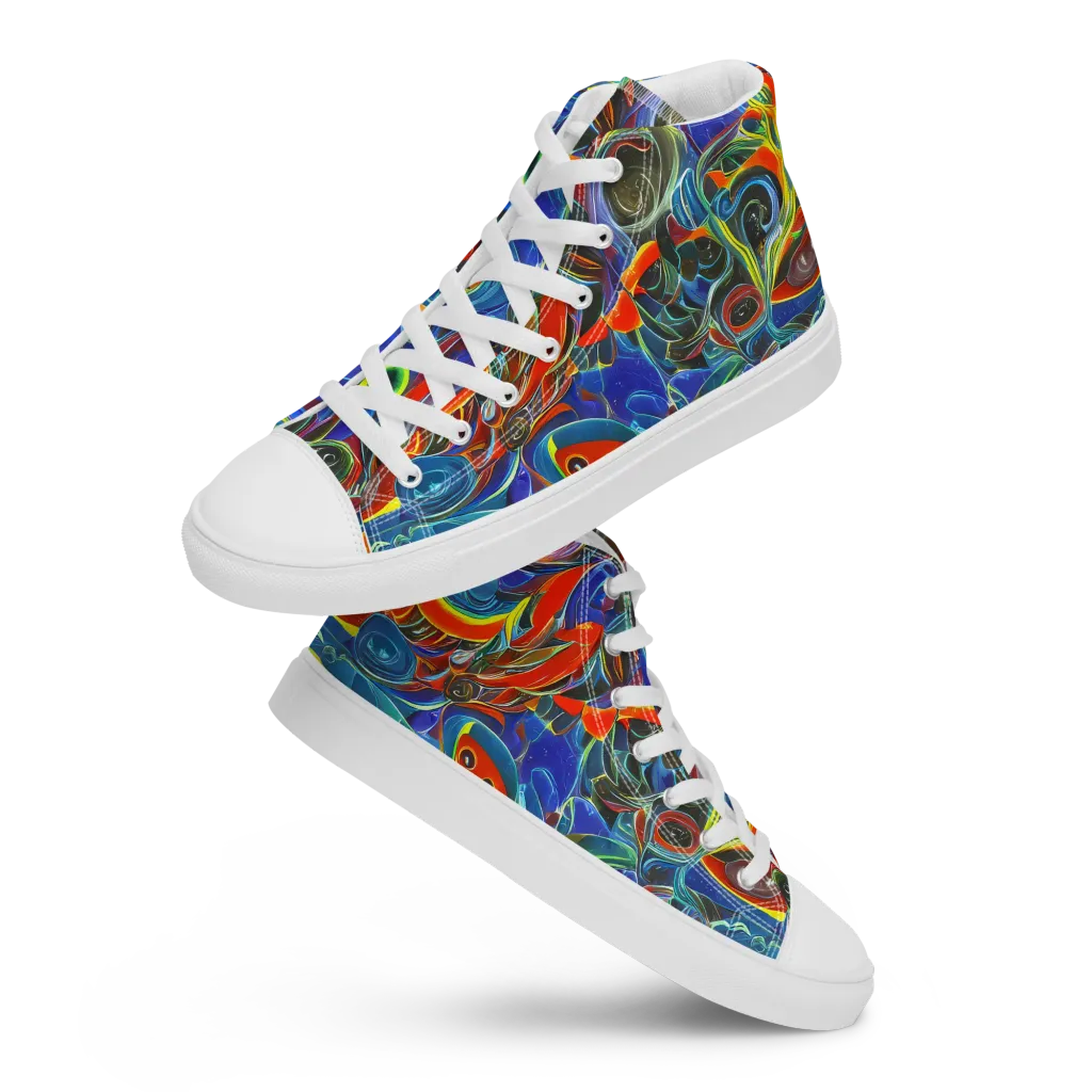 Neon Gyre on Women's High Top Canvas Shoes — Front