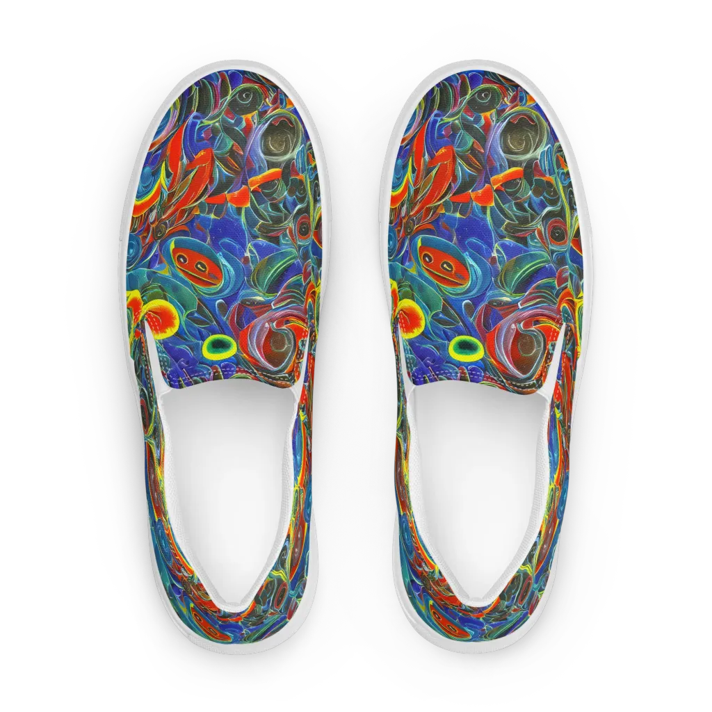 Neon Gyre on Men's Slip-On Canvas Shoes — Front