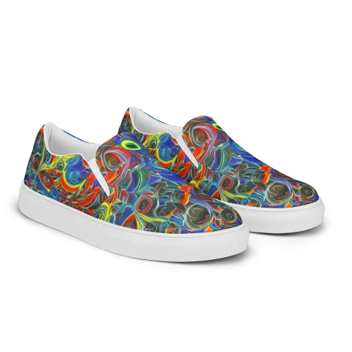 Neon Gyre on a Men's Slip-On Canvas Shoes