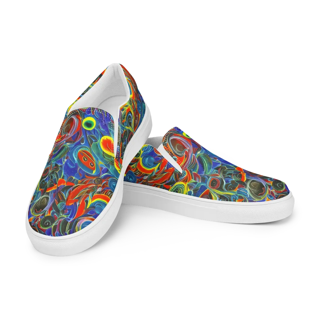 Neon Gyre on Men's Slip-On Canvas Shoes — Left Front