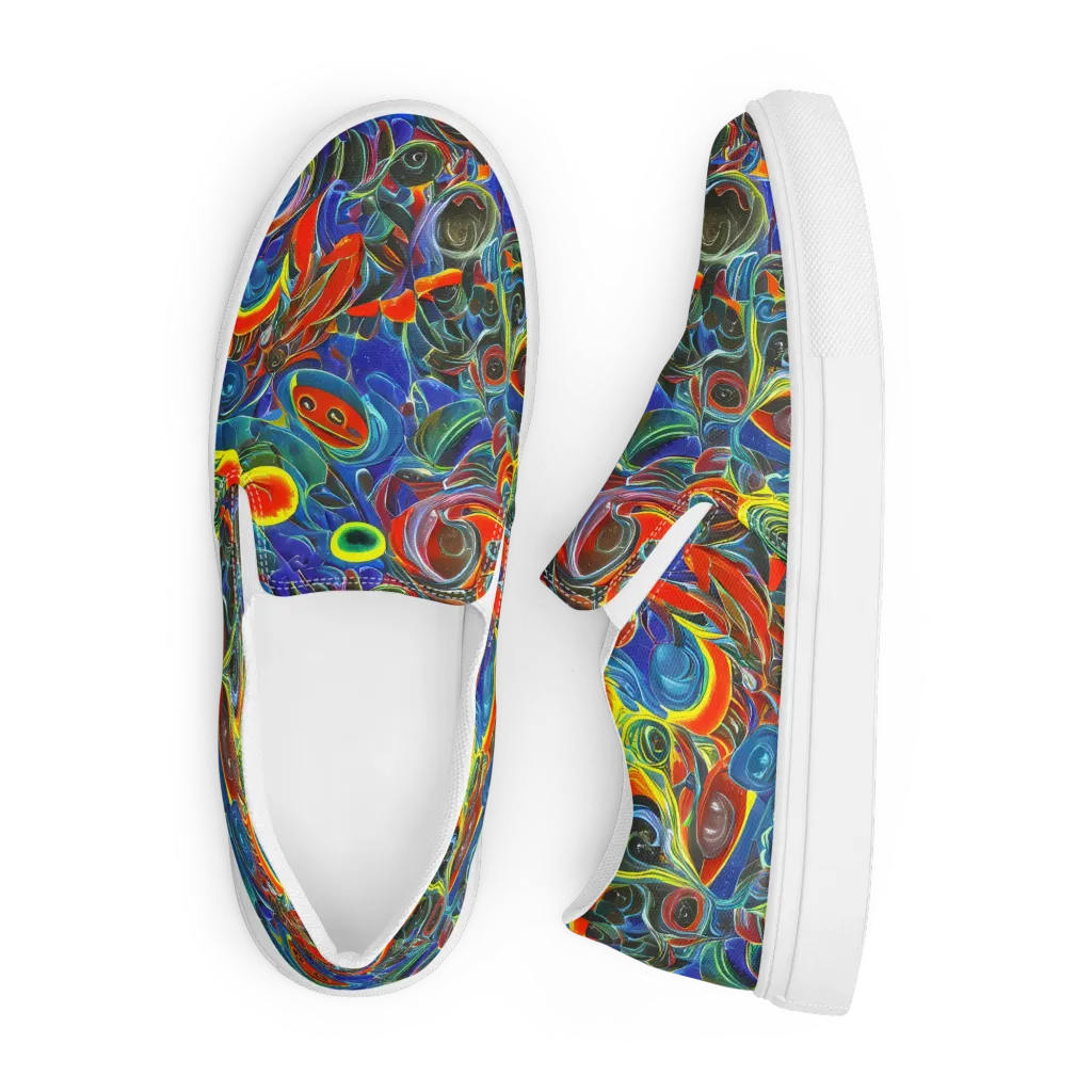 Neon Gyre on Men's Slip-On Canvas Shoes — Front