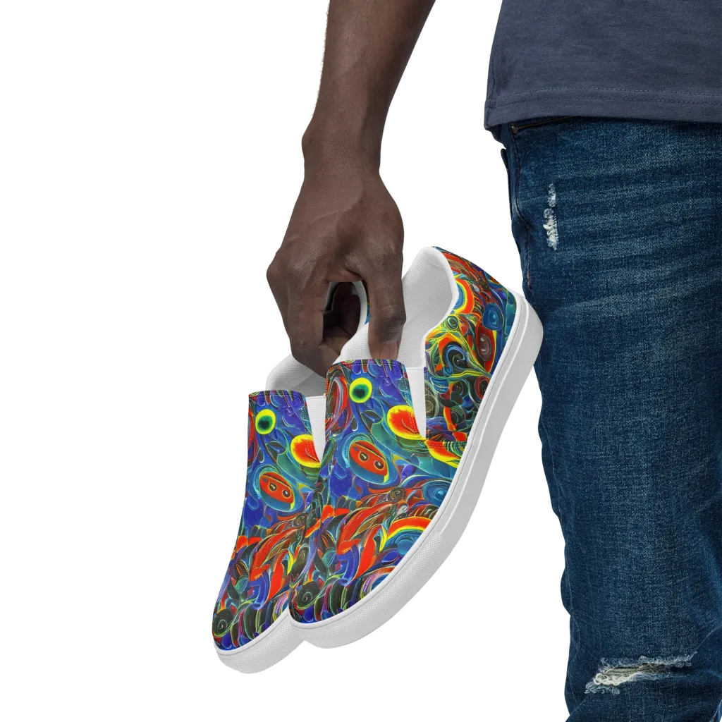 Neon Gyre on Men's Slip-On Canvas Shoes — Left Front