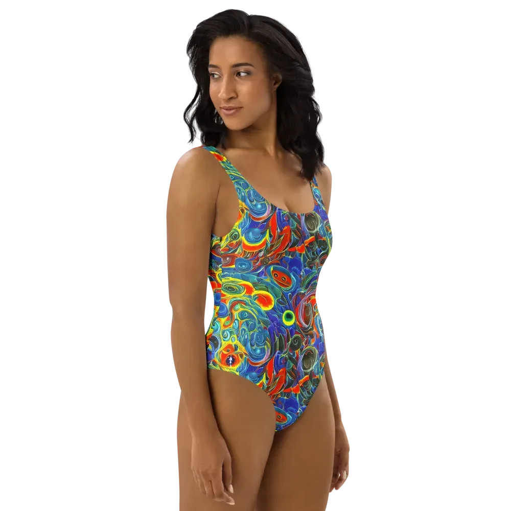 Neon Gyre on One-Piece Swimsuit — Right
