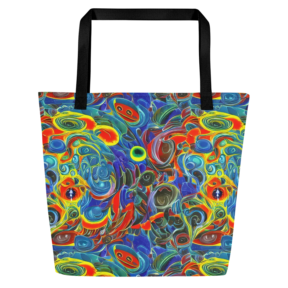 Neon Gyre on Large Tote Bag W/ Pocket — Front