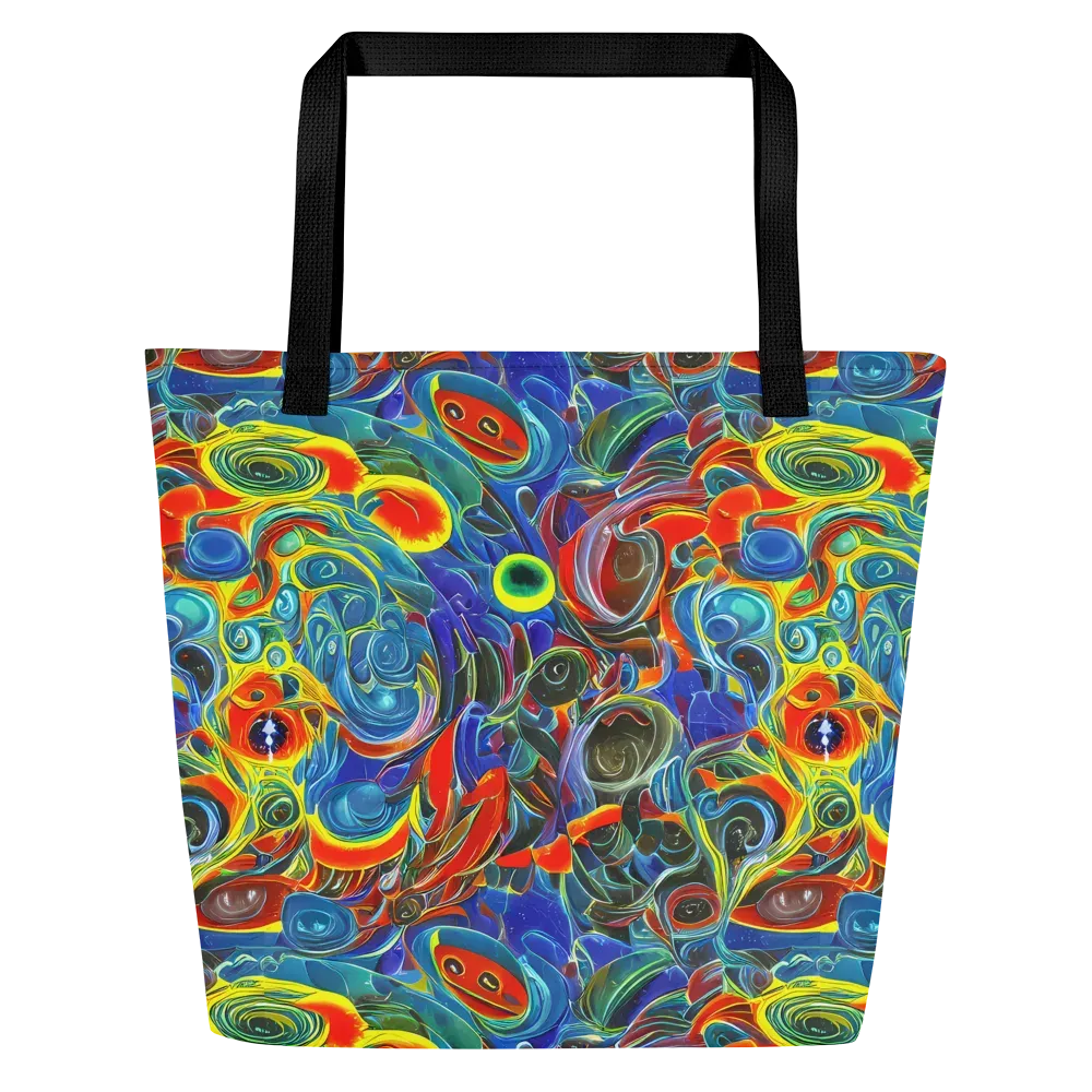 Neon Gyre on Large Tote Bag W/ Pocket — Front