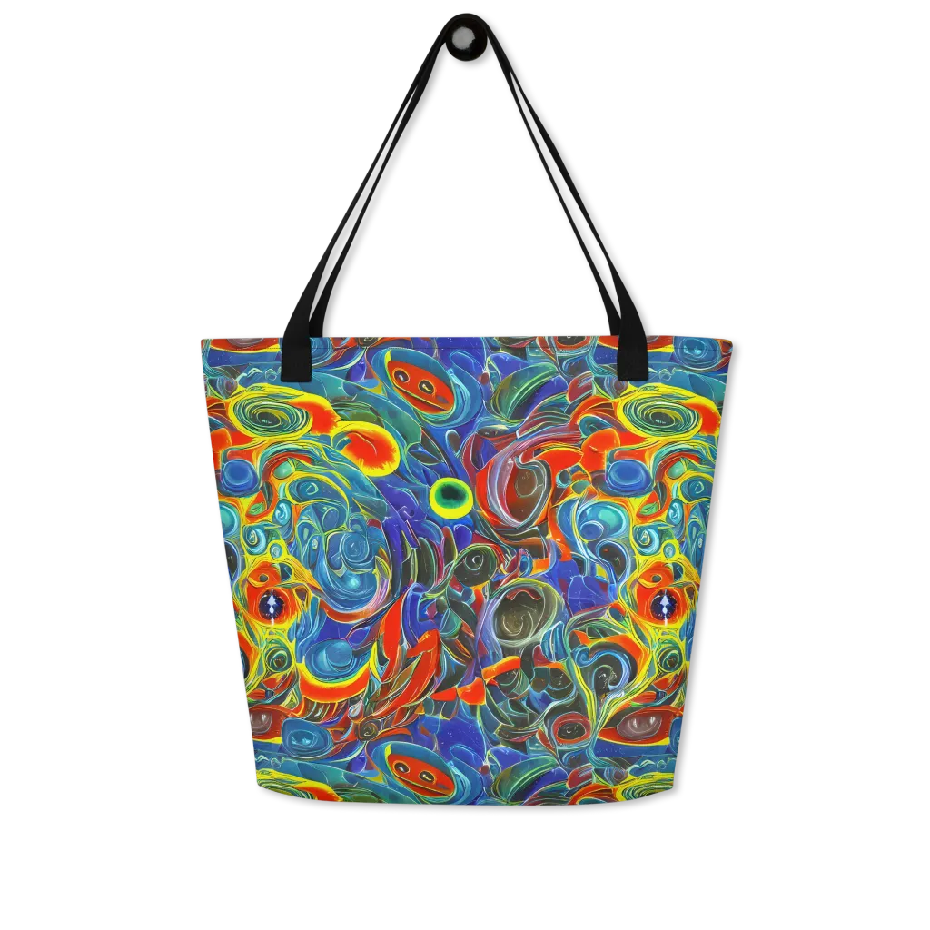 Neon Gyre on Large Tote Bag W/ Pocket — Front