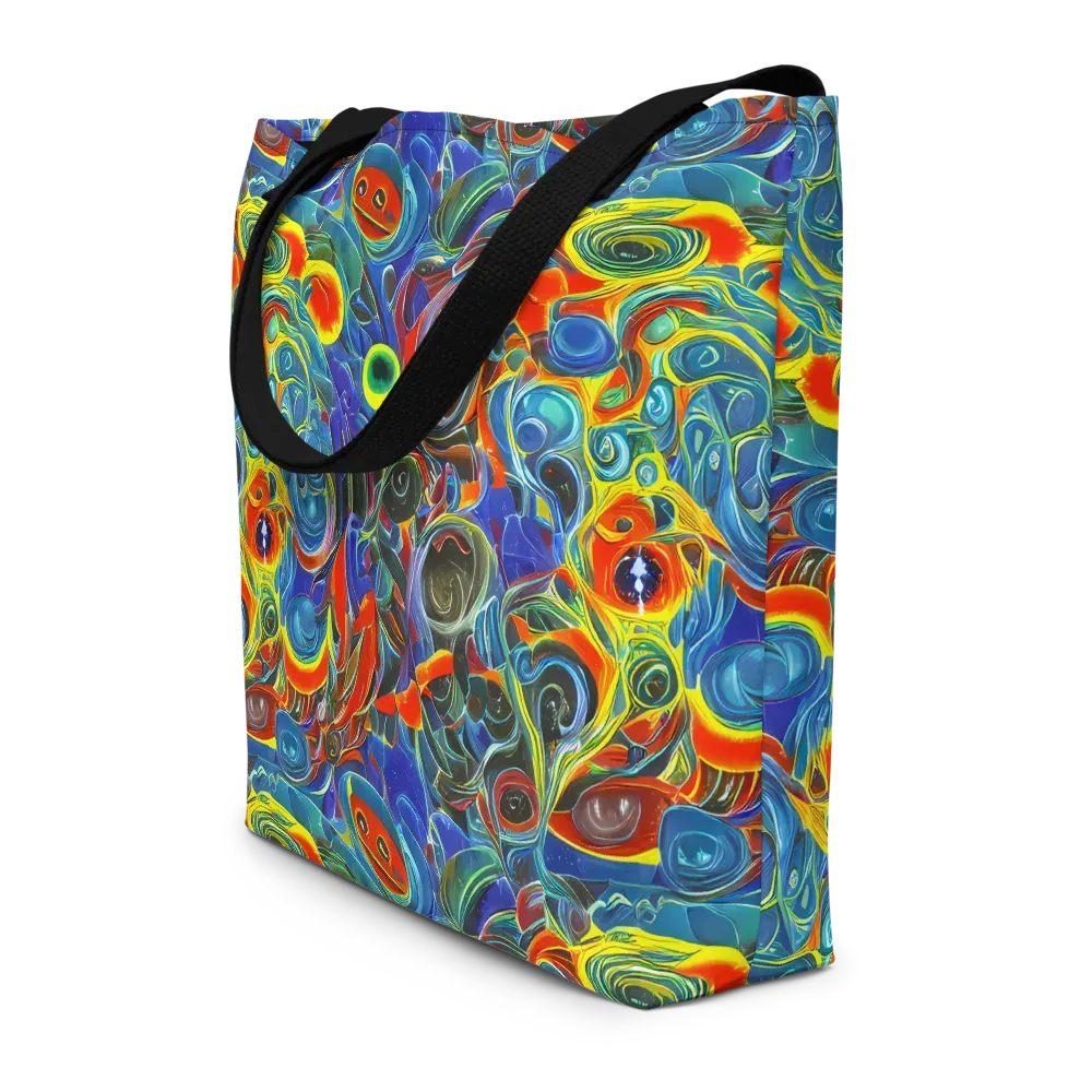 Neon Gyre on Large Tote Bag W/ Pocket — Front