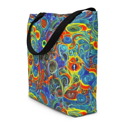 Neon Gyre on a Large Tote Bag W/ Pocket