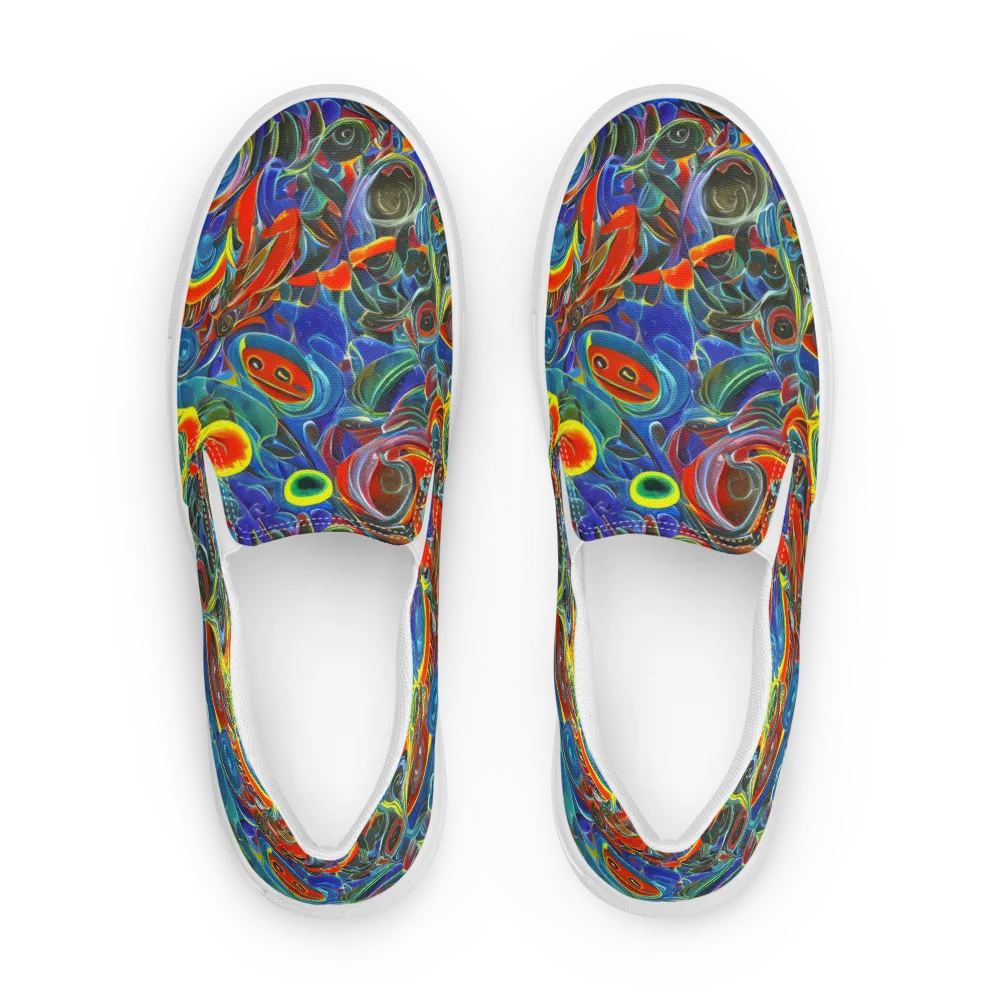 Neon Gyre on Women's Slip-On Canvas Shoes — Front