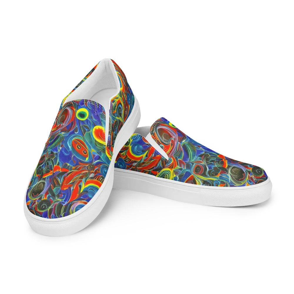 Neon Gyre on Women's Slip-On Canvas Shoes — Left Front